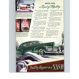 1940 Nash Sedan Classic Car Vintage Print Ad You'll be Happier in a Nash Green